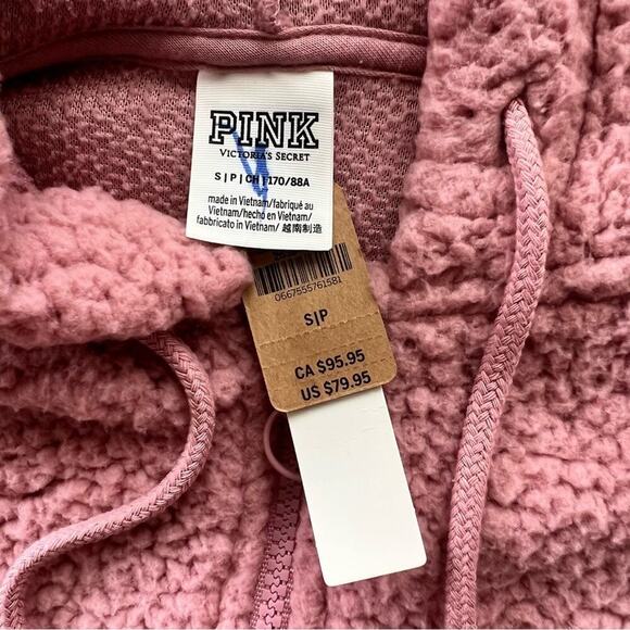 PINK Victoria's Secret Varsity Sherpa Half Zip Pullover - Picture 3 of 4